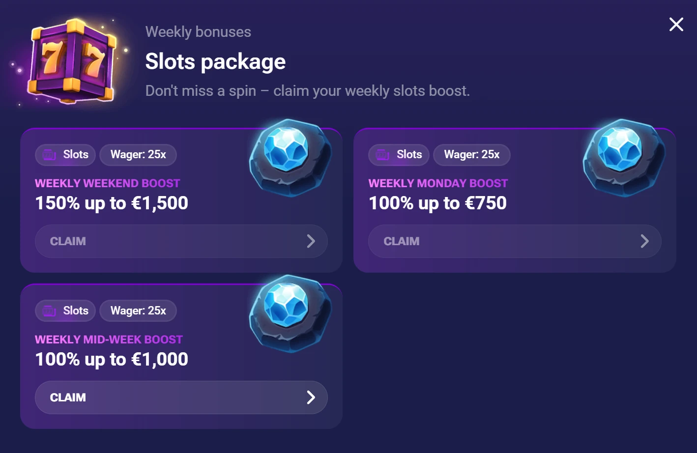 Jinx Casino wekelijkse promo